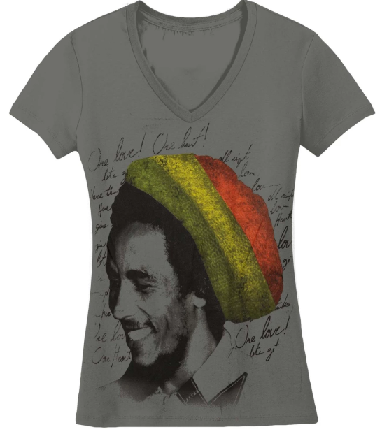 Women's: Bob Marley - One Love Stripe Apparel Womens T-Shirts